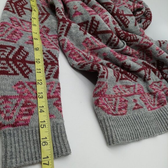 American Eagle Womens Sweater Size Medium Gray Aztec Print Hooded V-Neck - Picture 6 of 9